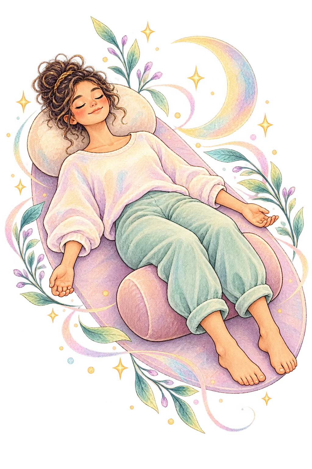 Illustration demonstrating Rest in Stillness, resting in a supported position.
