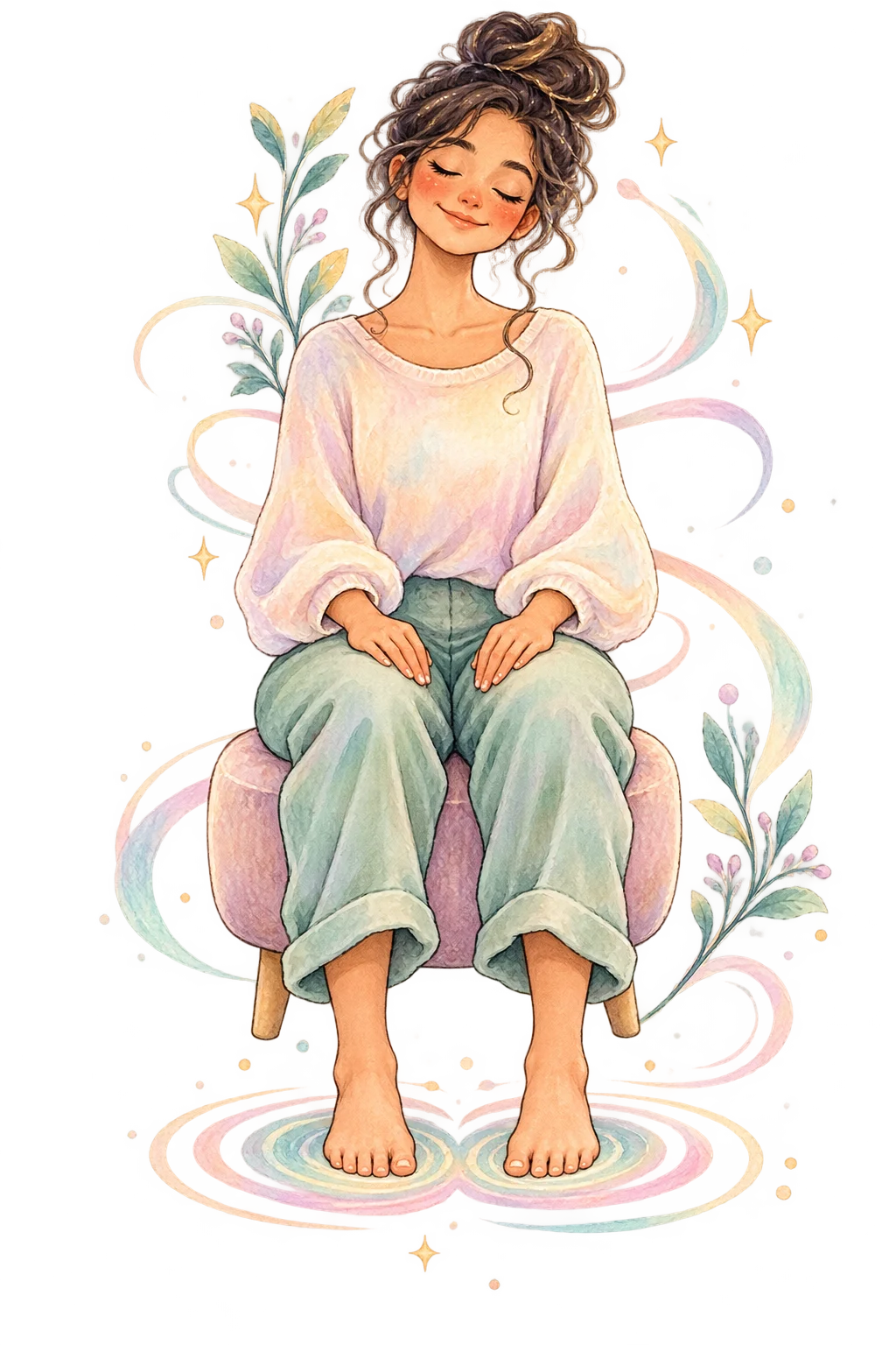 Illustration demonstrating Feet on the Floor with both feet gently planted.